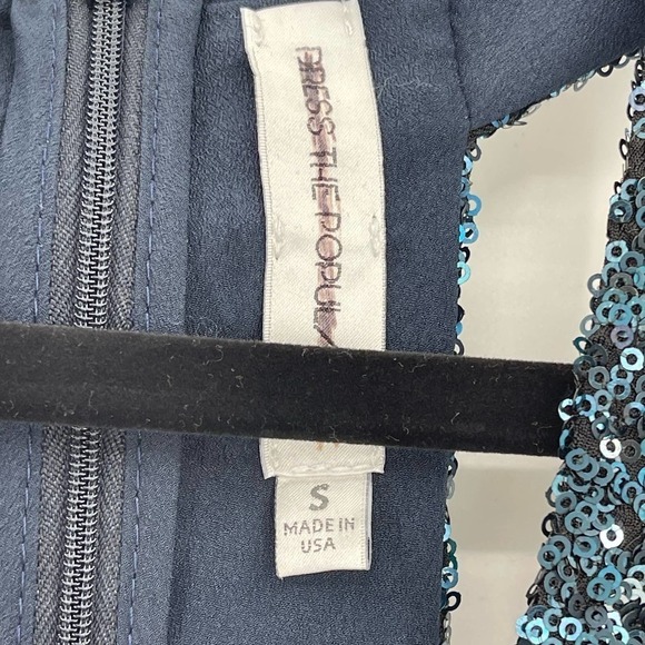 Dress the Population Women's Delani Sequin Crepe Gown Navy Size S NWOT - Picture 7 of 12